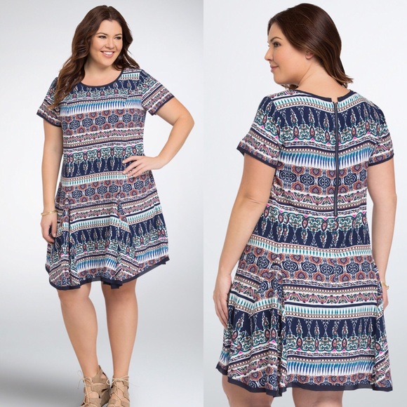 torrid Dresses & Skirts - Torrid Womens Dress Flowy Multiprint Scoop Neck 3X